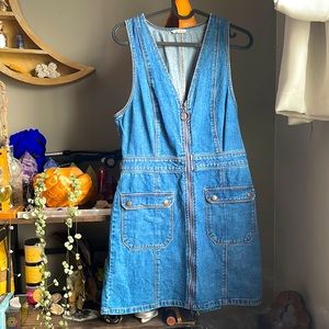 Forever 21 overall jean zip up dress